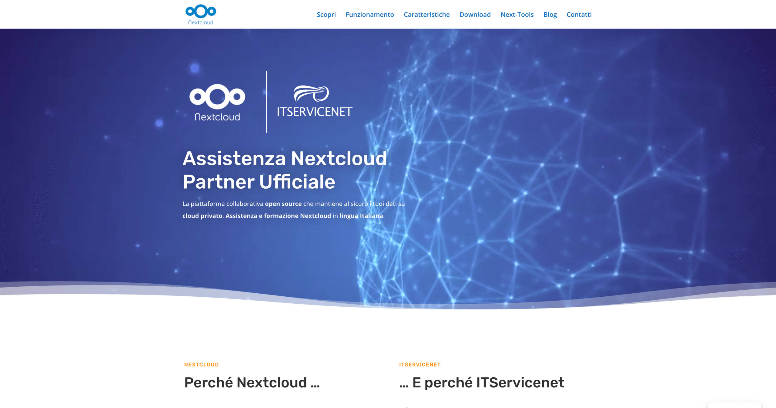 Home Page immagine del progetto realizzato per Nextcloud Italia