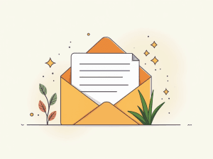 Busta aperta con lettera verde e decorazioni