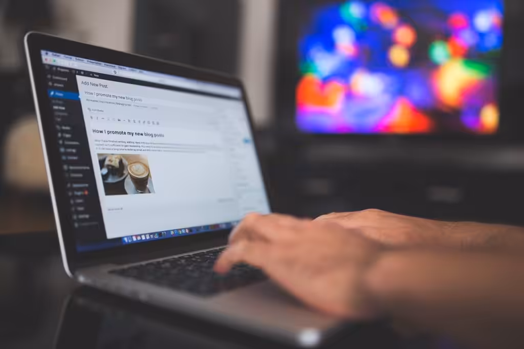 Persona che scrive un post sul blog WordPress