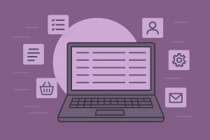 Illustrazione di laptop con icone digitali