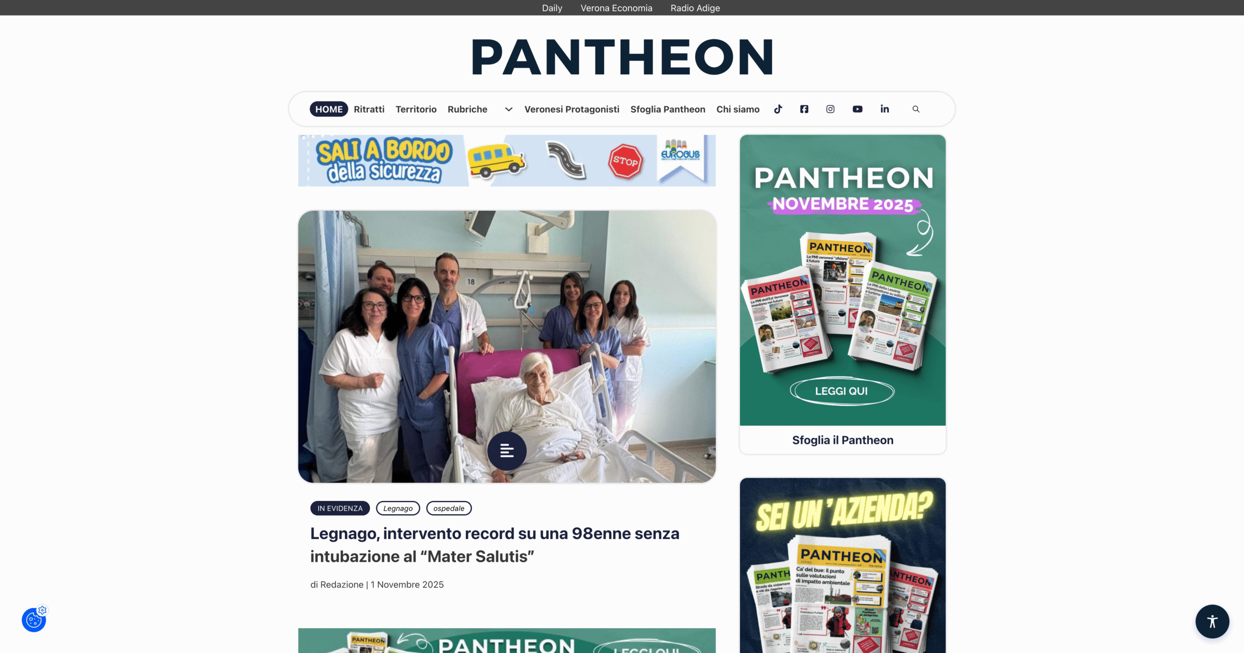 Home Page immagine del progetto realizzato per Giornale Pantheon