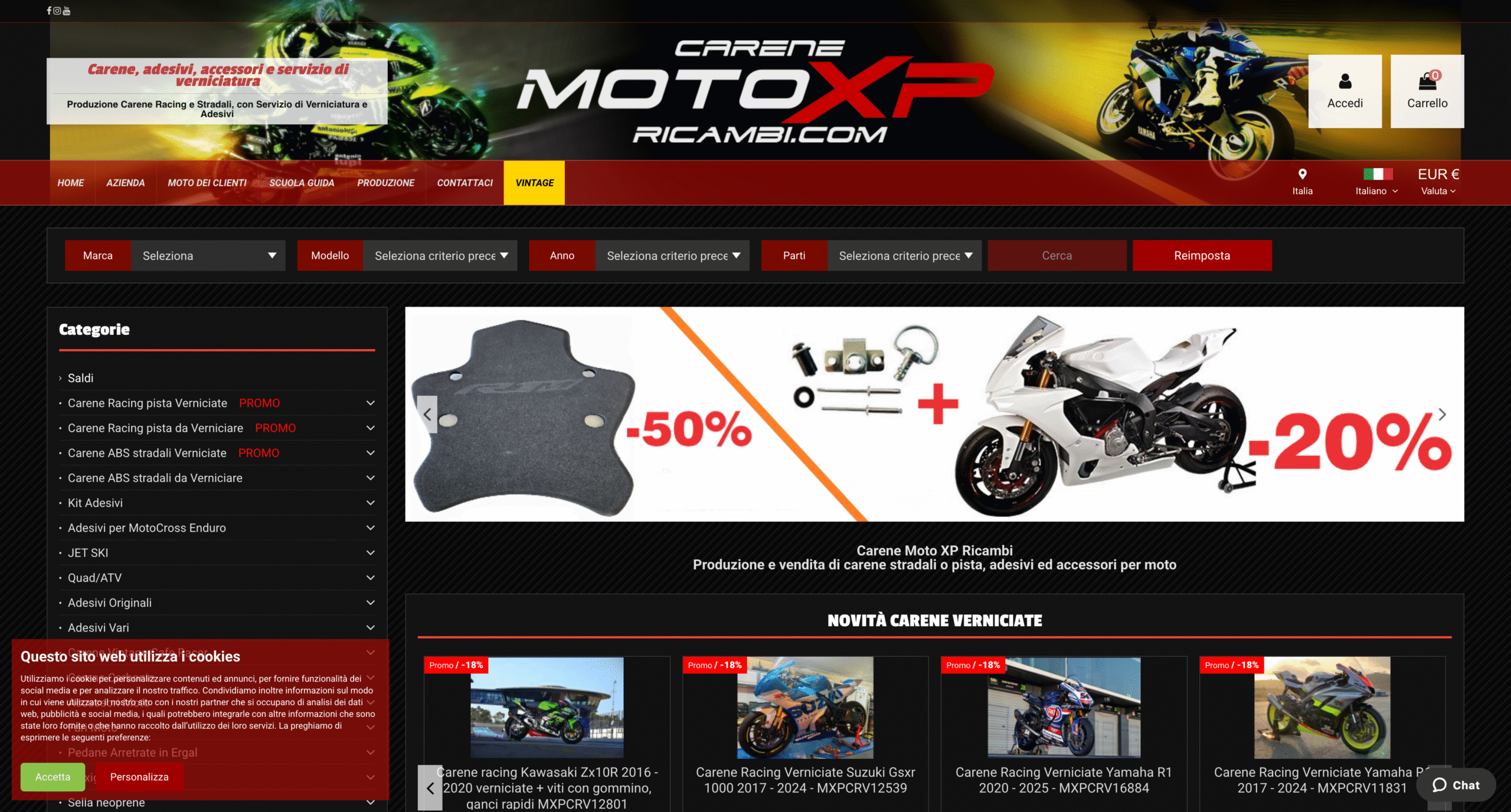 Home Page immagine del progetto realizzato per Motoxpricambi