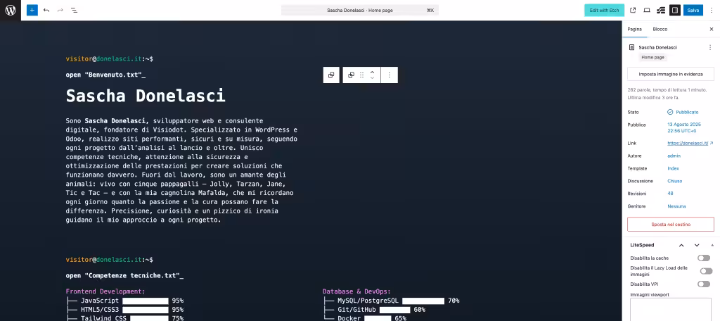 Profilo di Sascha Donelasci, sviluppatore web.